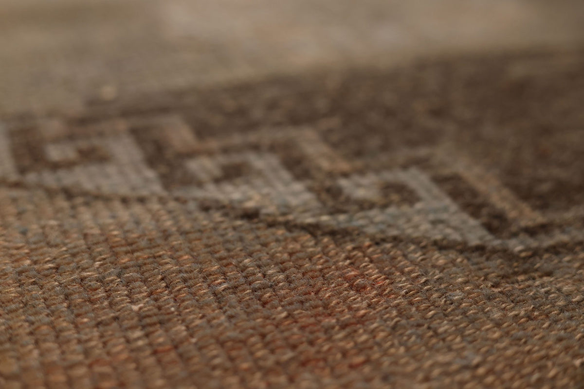 Vintage Malatya Turkish Runner Rug 2x11 ft — Brown & Gray Geometric