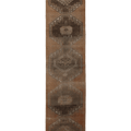 Vintage Malatya Turkish Runner Rug 2x11 ft — Brown & Gray Geometric