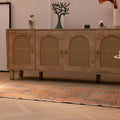 Vintage Malatya Turkish runner rug in brown and orange with geometric patterns on a wooden floor.