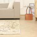 Vintage Manisa Turkish Area Rug 5x8 ft — Beige & Brown Floral (No. 61742)