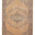 Vintage Manisa Turkish Area Rug 6x9 ft — Beige & Orange Floral