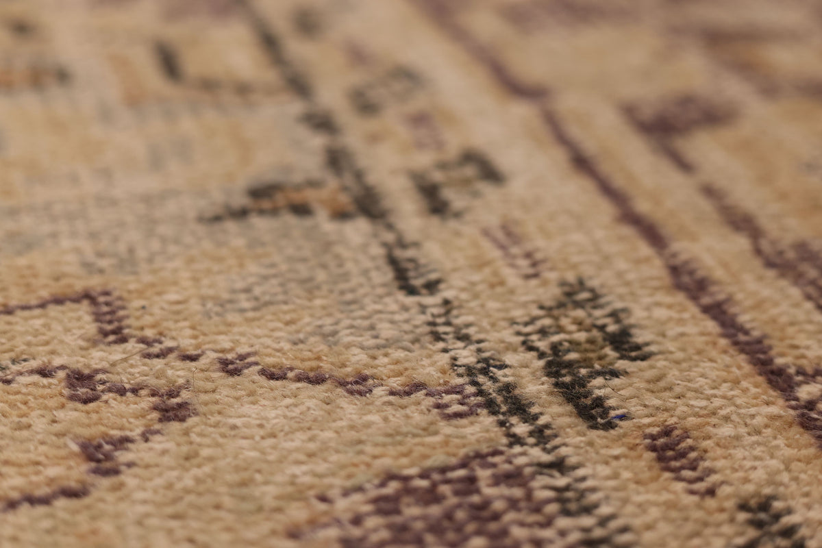 Vintage Manisa Turkish Area Rug 6x9 ft — Beige & Orange Floral