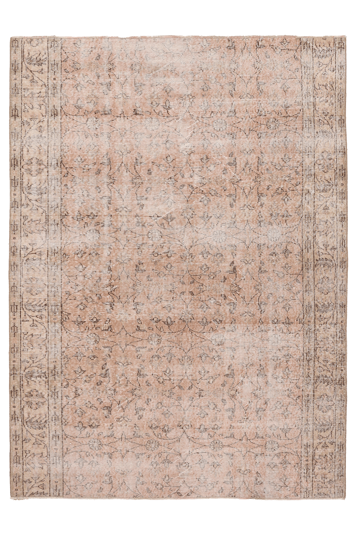 Vintage Isparta Turkish Area Rug 5x8 ft — Brown Floral (No. 61747)