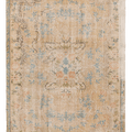 Vintage Isparta Turkish Area Rug 5x8 ft — Beige & Blue Floral (No. 61748)