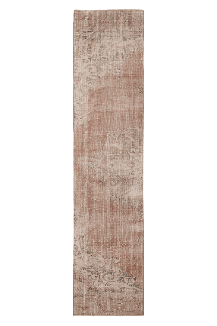 Vintage Isparta Turkish Runner Rug 2x10 ft — Red & Beige Floral