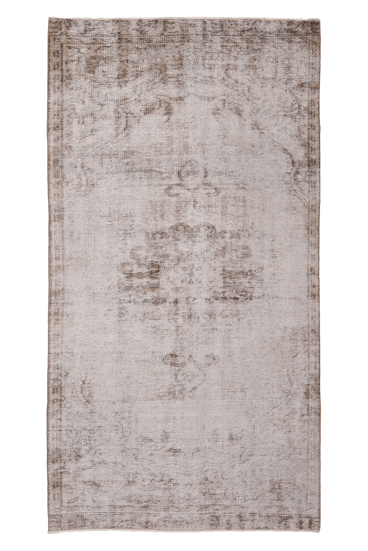 Vintage Manisa Turkish Area Rug 4x7 ft — Beige & Brown Distressed