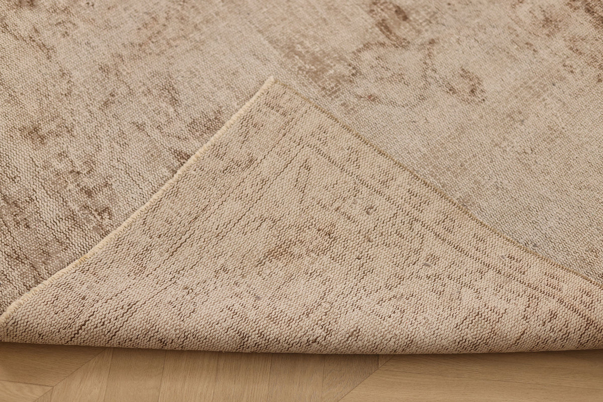 Vintage Manisa Turkish Area Rug 4x7 ft — Beige & Brown Distressed