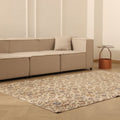 Vintage Isparta Turkish Area Rug 5x8 ft — Beige & Blue Floral (No. 61789)