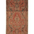 Vintage Southeastern Persian Style Runner Rug 3x6 ft — Orange & Brown Geometric