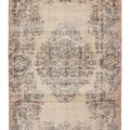Vintage Manisa Turkish Area Rug 5x8 ft — Beige & Pink Floral