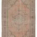 Vintage Manisa Turkish Area Rug 6x9 ft — Pink & Gray Floral
