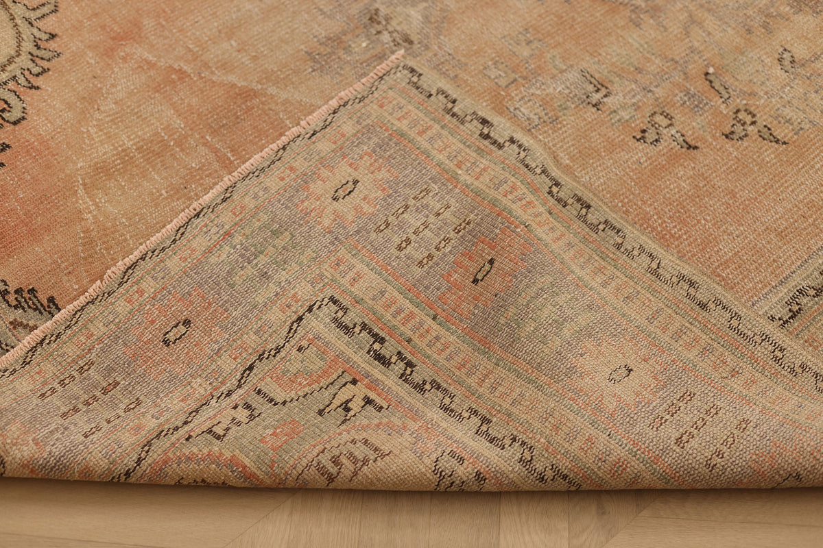 Vintage Manisa Turkish Area Rug 6x9 ft — Pink & Gray Floral