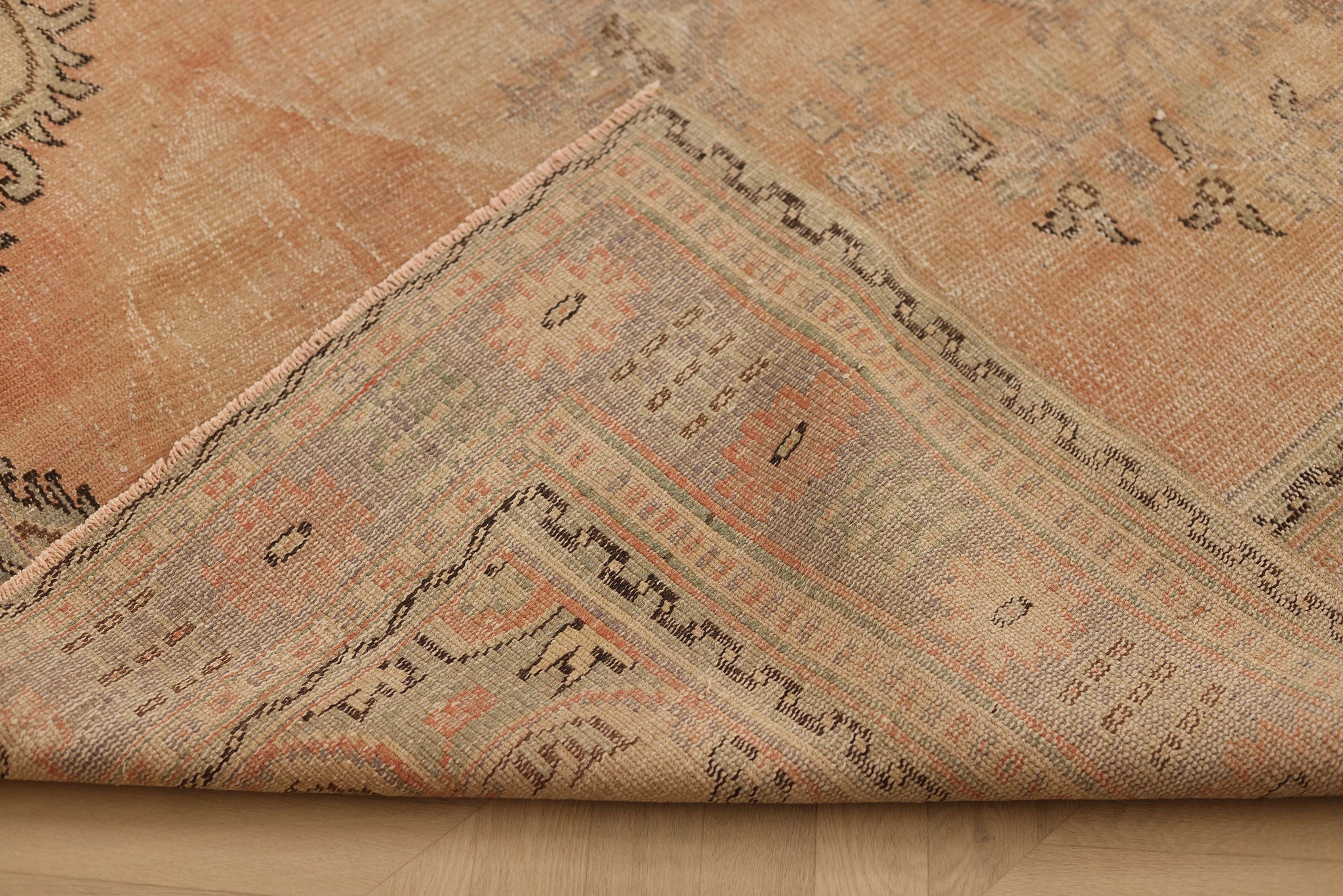 Vintage Manisa Turkish Area Rug 6x9 ft — Pink & Gray Floral