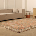Vintage Isparta Turkish Area Rug 6x9 ft — Pink & Beige Floral