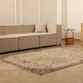 Vintage Isparta Turkish Area Rug 5x8 ft — Brown & Beige Floral