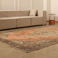 Vintage Isparta Turkish Area Rug 7x11 ft — Pink & Blue Floral