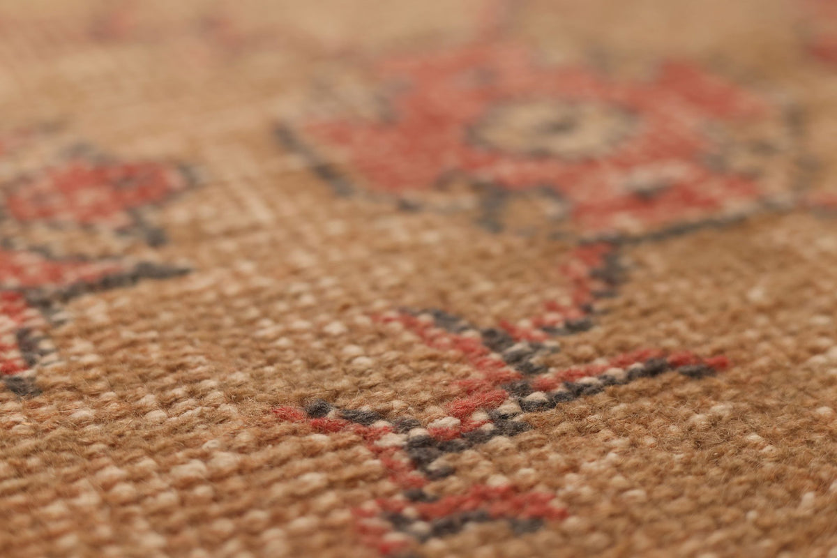 Vintage Isparta Turkish Runner Rug 3x7 ft — Brown & Red Floral