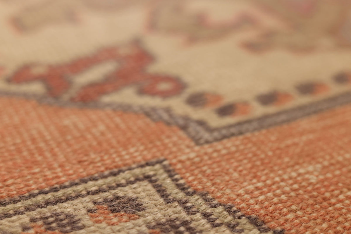 Vintage Nevşehir Turkish Runner Rug 3x7 ft — Orange & Beige Southwestern