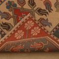 Vintage Muğla Turkish Runner Rug 3x6 ft — Beige & Green Geometric