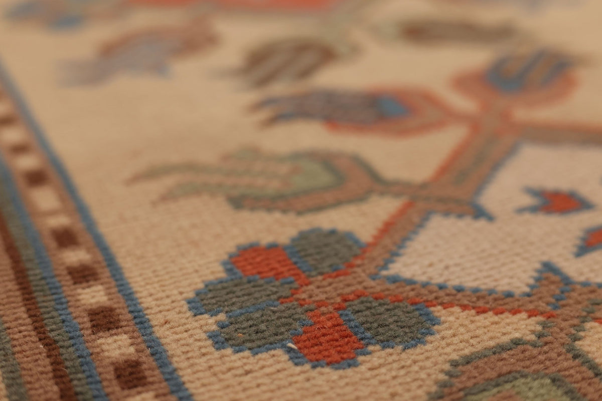 Vintage Muğla Turkish Runner Rug 3x6 ft — Beige & Green Geometric