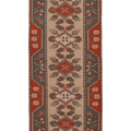 Vintage Muğla Turkish Runner Rug 3x6 ft — Beige & Green Geometric