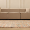 Vintage Isparta Turkish Area Rug 5x9 ft — Orange & Gray Floral