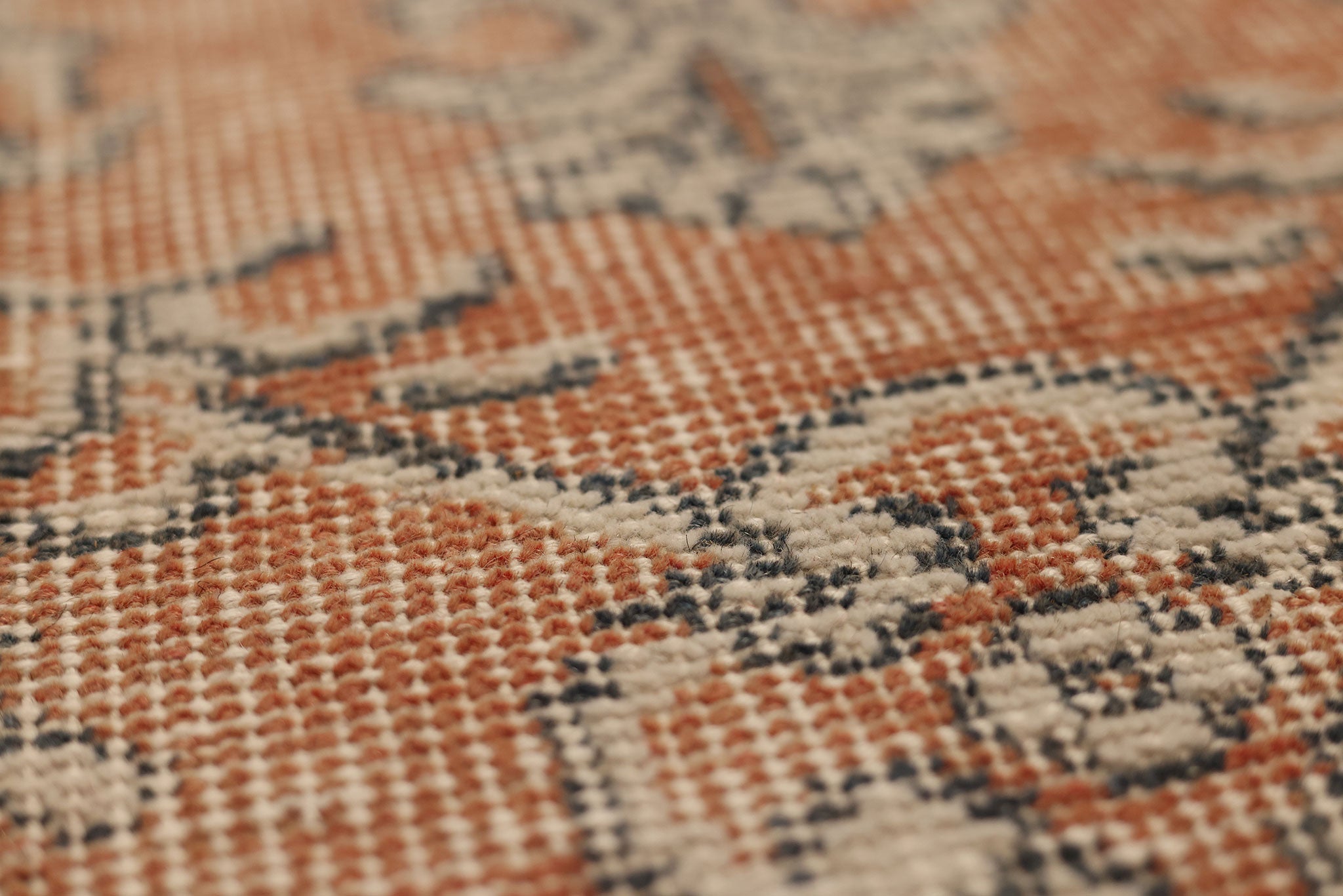 Vintage Isparta Turkish Area Rug 5x9 ft — Orange & Gray Floral