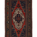 Vintage Aksaray Turkish Area Rug 5x11 ft — Red & Blue Geometric