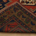 Vintage Aksaray Turkish Area Rug 5x11 ft — Red & Blue Geometric