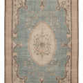 Vintage Isparta Turkish Area Rug 6x10 ft — Blue & Beige Floral