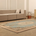Vintage Isparta Turkish Area Rug 6x10 ft — Blue & Beige Floral