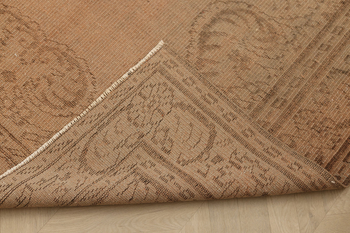 Vintage Manisa Turkish Area Rug 5x8 ft — Brown Floral