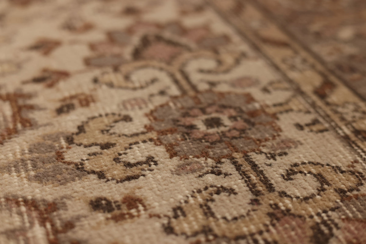 Vintage Isparta Turkish Area Rug 5x8 ft — Beige & Brown Floral (No. 61853)