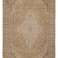 Vintage Isparta Turkish Area Rug 6x9 ft — Beige & Gray Floral (No. 61855)