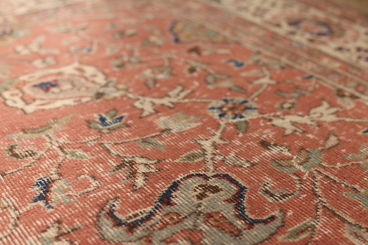 Vintage Isparta Turkish Area Rug 7x9 ft — Red Floral