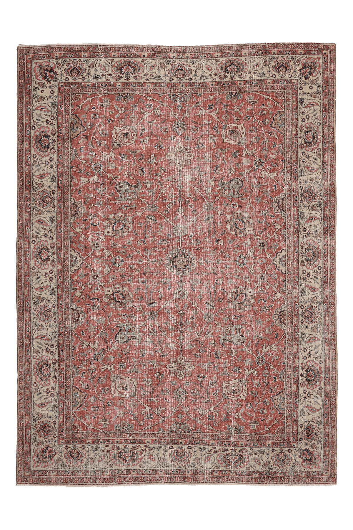 Vintage Isparta Turkish Area Rug 7x9 ft — Red Floral