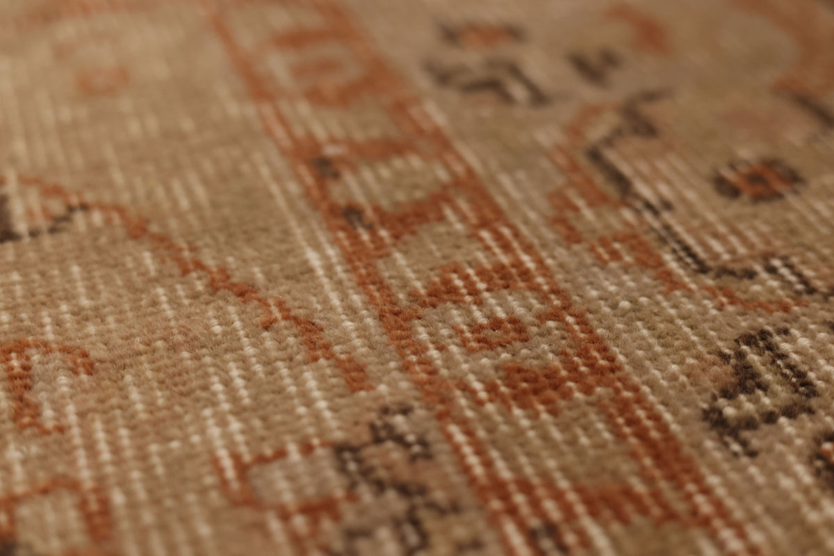 Vintage Isparta Turkish Area Rug 6x8 ft — Beige & Brown Floral