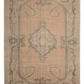 Vintage Manisa Turkish Area Rug 7x10 ft — Beige & Green Floral