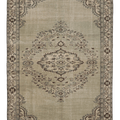 Vintage Manisa Turkish Area Rug 6x8 ft — Beige & Brown Floral (No. 61860)