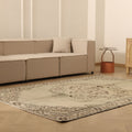 Vintage Manisa Turkish Area Rug 6x8 ft — Beige & Brown Floral (No. 61860)