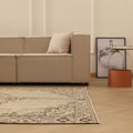 Vintage Manisa Turkish Area Rug 6x8 ft — Beige & Brown Floral (No. 61860)