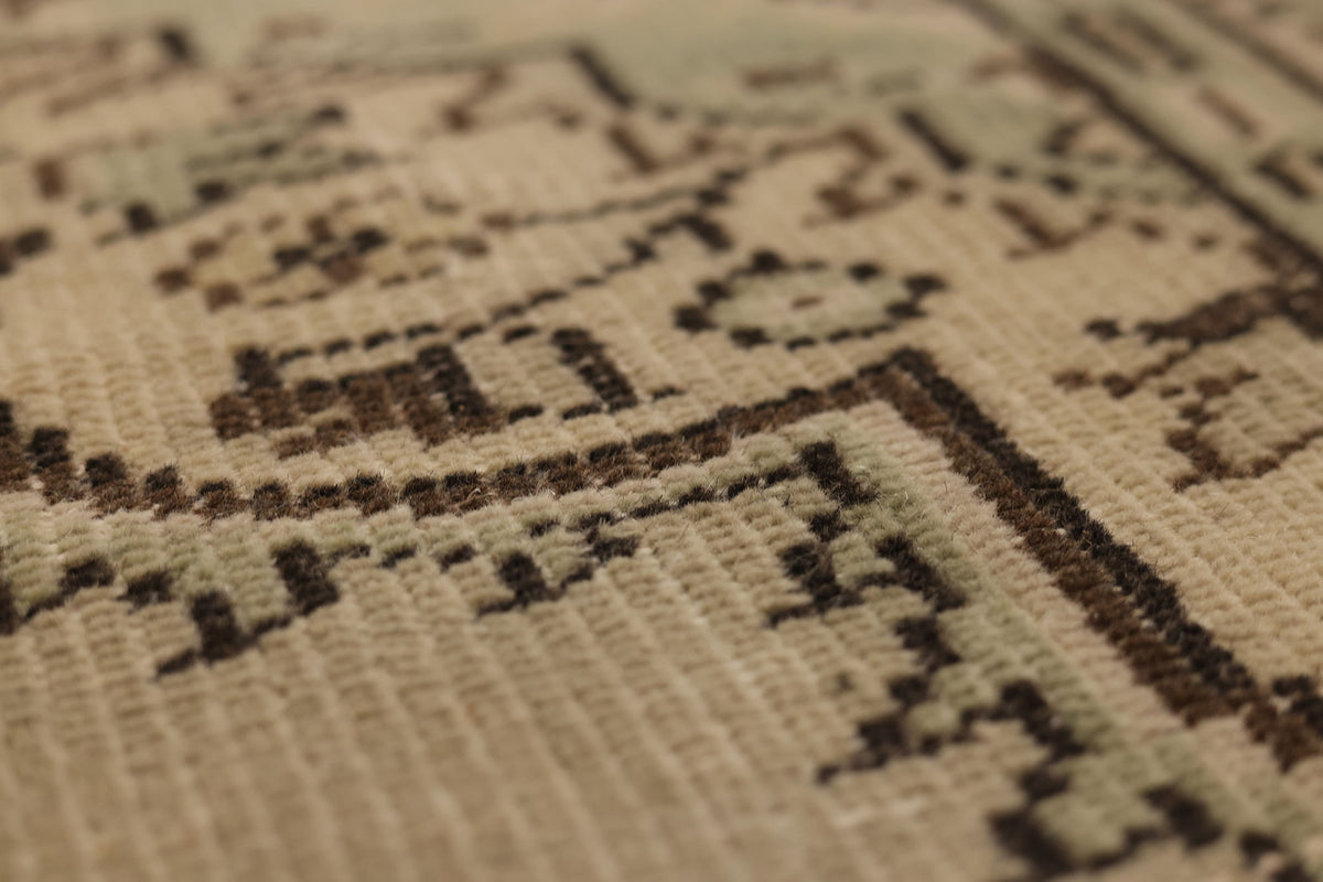 Vintage Manisa Turkish Area Rug 6x8 ft — Beige & Brown Floral (No. 61860)