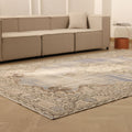 Vintage Manisa Turkish Area Rug 7x11 ft — Blue & Beige Floral