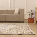 Vintage Manisa Turkish Area Rug 7x11 ft — Blue & Beige Floral