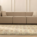 Vintage Manisa Turkish Area Rug 6x9 ft — Beige & Green Floral
