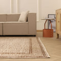 Vintage Isparta Turkish Area Rug 6x9 ft — Beige & Brown Floral (No. 61866)