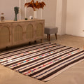 Vintage Urfa Turkish Area Rug 5x7 ft — White & Brown Stripped