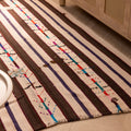 Vintage Urfa Turkish Area Rug 5x7 ft — White & Brown Stripped