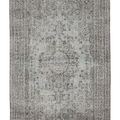 Vintage Isparta Turkish Area Rug 5x9 ft — Gray & Blue Overdyed