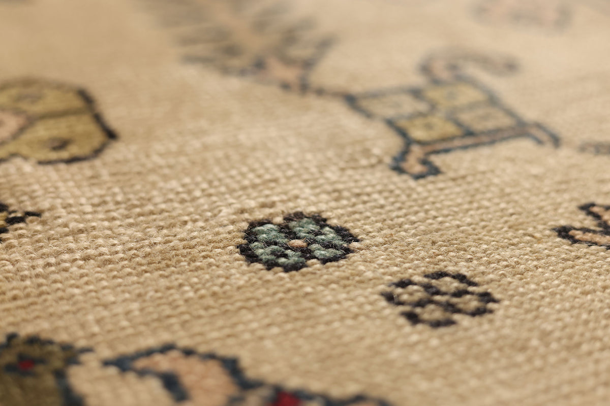 Vintage Kayseri Turkish Area Rug 6x8 ft — Beige & Brown Geometric
